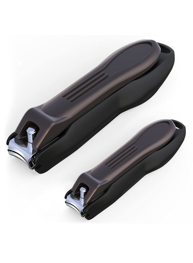 GLAMFIELDS Nail Clipper with Catcher, No Splash Fingernail Toenail Clipper Stainless Steel Nail Cutter Nail Trimmer, Good Gift for Men and Women MF-Large/Small （2Pack) - Image 1