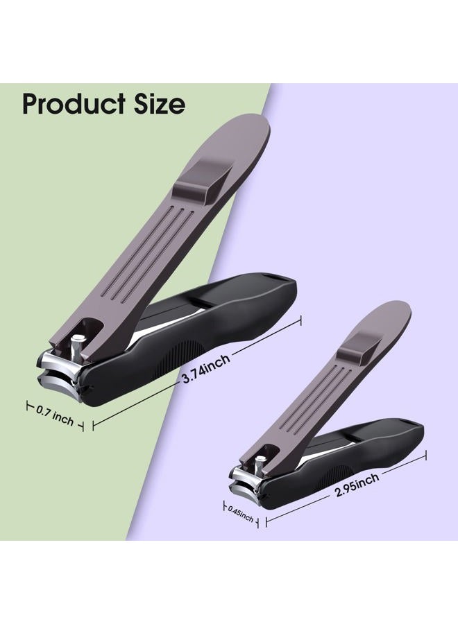 GLAMFIELDS Nail Clipper with Catcher, No Splash Fingernail Toenail Clipper Stainless Steel Nail Cutter Nail Trimmer, Good Gift for Men and Women MF-Large/Small （2Pack) - Image 2