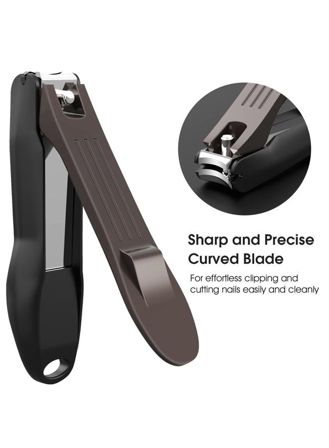 GLAMFIELDS Nail Clipper with Catcher, No Splash Fingernail Toenail Clipper Stainless Steel Nail Cutter Nail Trimmer, Good Gift for Men and Women MF-Large/Small （2Pack) - Image 3