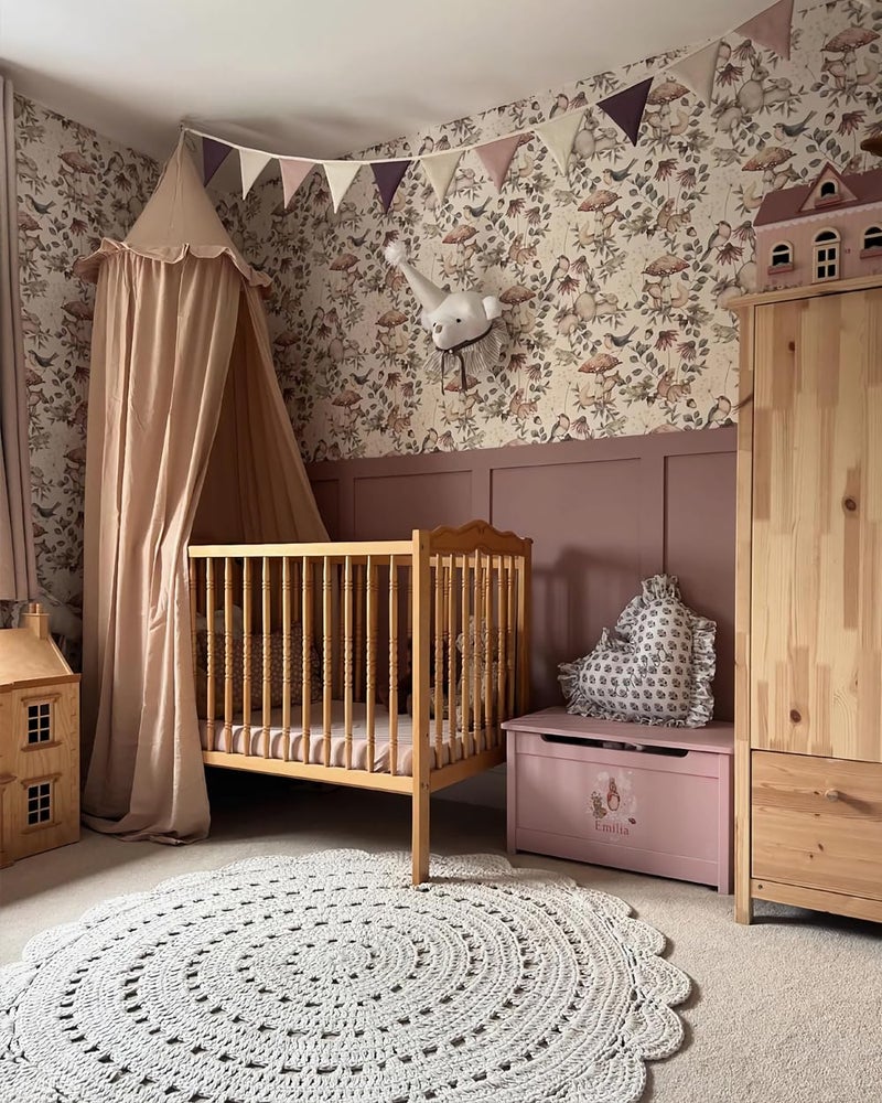 Wonder Space Kids Bed Canopy with Ruffles, Pastel Neutral Color for Boys & Girls, Frilled Cotton Tent Nursery Room Baby Crib Hanging Curtain Mosquito Netting Children Reading Nook Decoration (Nougat) - Image 2