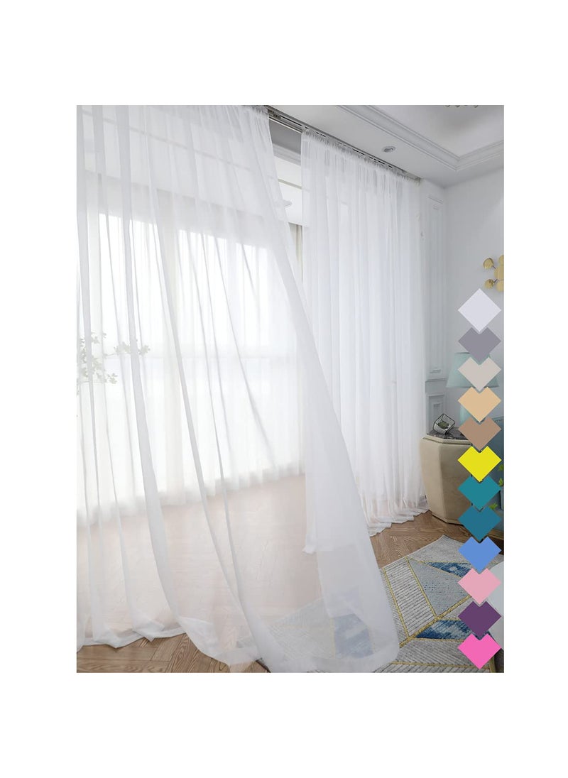 L&TEC Window White Sheer Curtains 84 Inches Long 2 Panels Sheer White Curtain Clear Basic Rod Pocket Panel Other Beige Grey Purple Pink 63 72 95 108 Inch Bedroom Children Living Room Yard Kitchen 