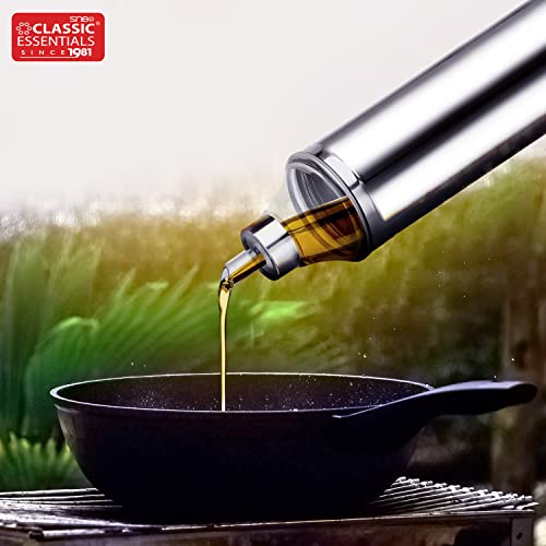 CLASSIC ESSENTIALS Stainless Steel Durable Slim Oil Dispenser | Dust and Leak Proof With Matte Finish Pack of 1, 1000Ml Use For Home, Kitchen, Hotel, Silver - Image 2
