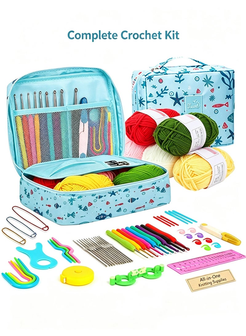 YOUGE Crochet Kit for Beginners & Adults – DIY Starter Set with Ergonomic Hooks, Soft Yarn Balls & Portable Travel Bag – Perfect Gift for Women, Teens, Eid & Ramadan - Image 1