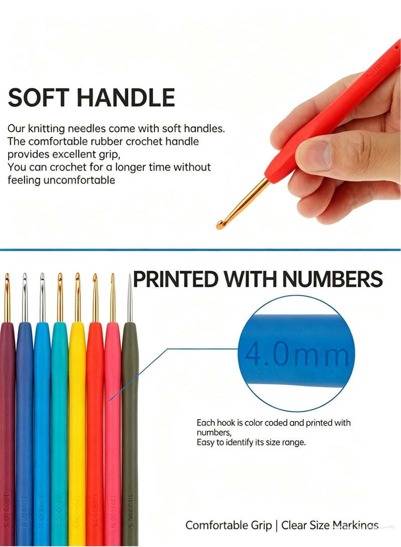 YOUGE Crochet Kit for Beginners & Adults – DIY Starter Set with Ergonomic Hooks, Soft Yarn Balls & Portable Travel Bag – Perfect Gift for Women, Teens, Eid & Ramadan - Image 4
