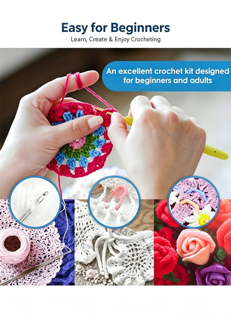 YOUGE Crochet Kit for Beginners & Adults – DIY Starter Set with Ergonomic Hooks, Soft Yarn Balls & Portable Travel Bag – Perfect Gift for Women, Teens, Eid & Ramadan - Image 3