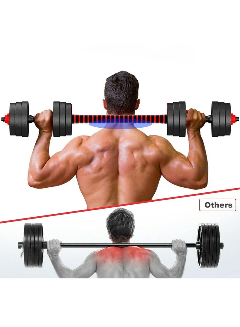 Bolivia's Adjustable Dumbbell & Barbell Set 20kg Black/Red - 3-in-1 Rubber Grip Home Gym Equipment with Weight Plates for Men Women Strength Training - Image 4