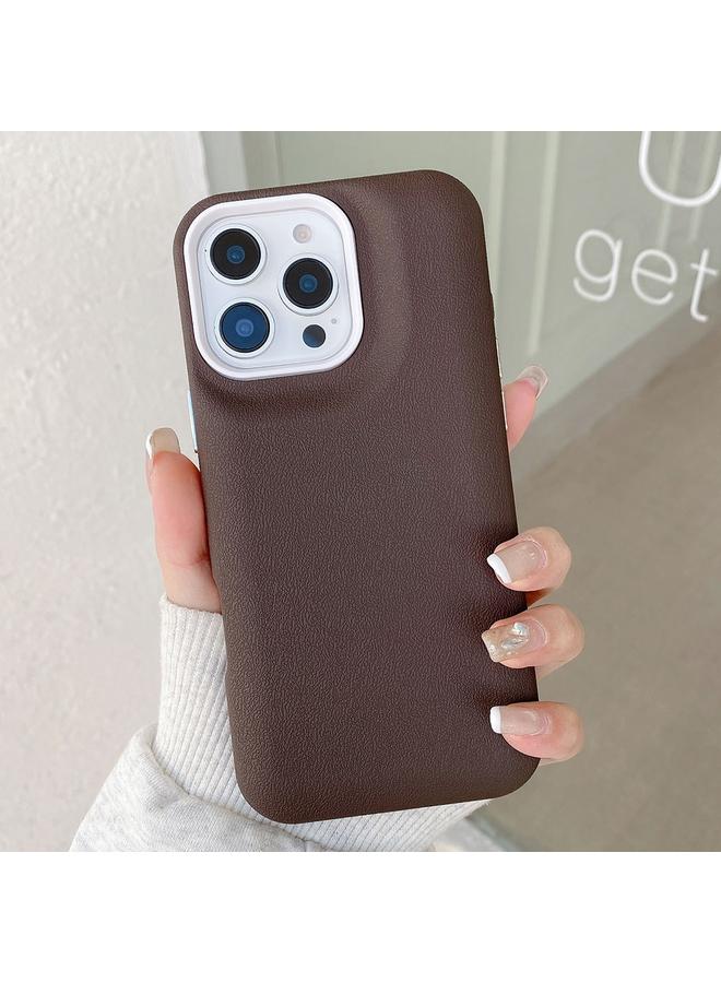 جراب هاتف من الجلد الملمس لهاتف iPhone 12 Pro (قهوة)