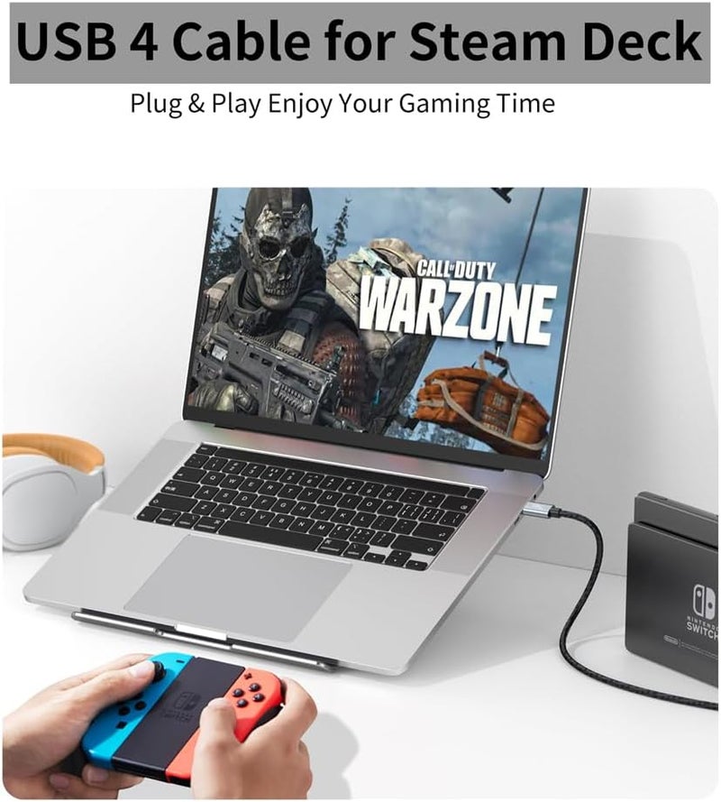 USB C Cable, Thunderbolt 3/4 Compatible, 8K Single or Dual 4K@60Hz Display, 40Gbps Data Transfer, 240W Fast Charging, 3.3FT USB-C to USB-C Cable - Image 2