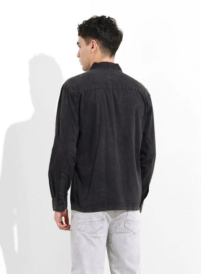 شركة المرآب الهندية Men Regular Fit Solid Cutaway Collar Full Sleeves Shirt