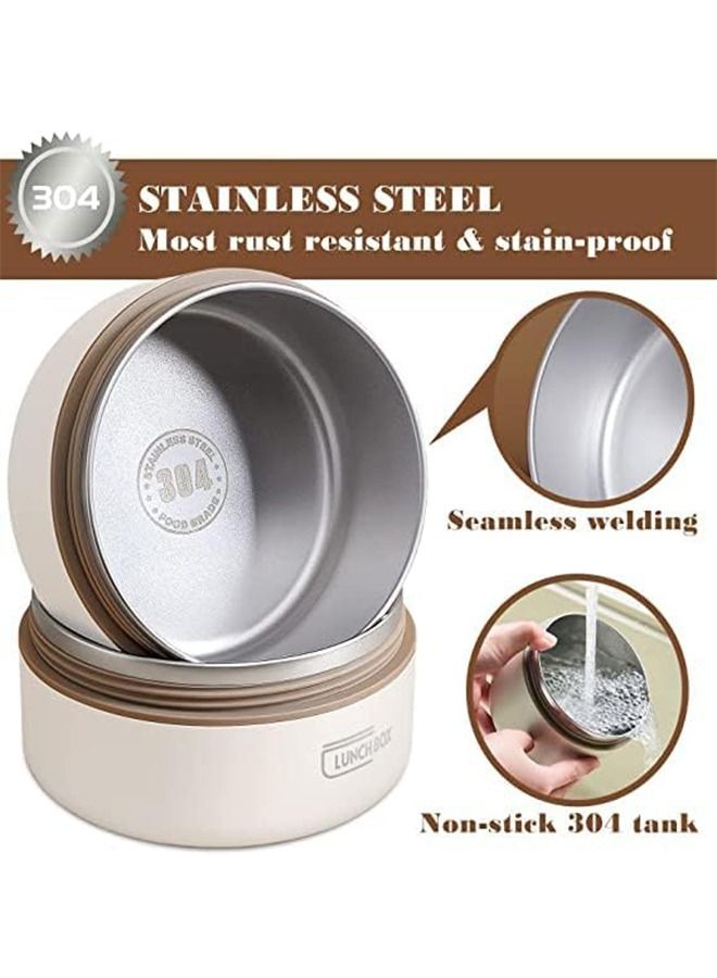 Microwaveable Thermal Lunch Box, Portable Insulated Lunch Containers With Bag, Leakproof Stackable Stainless Steel Food Container For Adults, Kids, Set of 3 Tier Insulated Bento Boxes STAINLESS STEEL 
beige