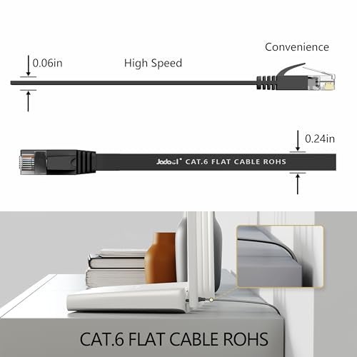 Jadaol Cat 6 Ethernet Cable 10ft 2Pack, Outdoor&Indoor, Flat High Speed 10Gbps Patch LAN Cord, Support Cat8/7 Network, Short Ethernet Cable for Router, Modem, Switch, PC, Laptop, Gaming Console, Black - Image 4