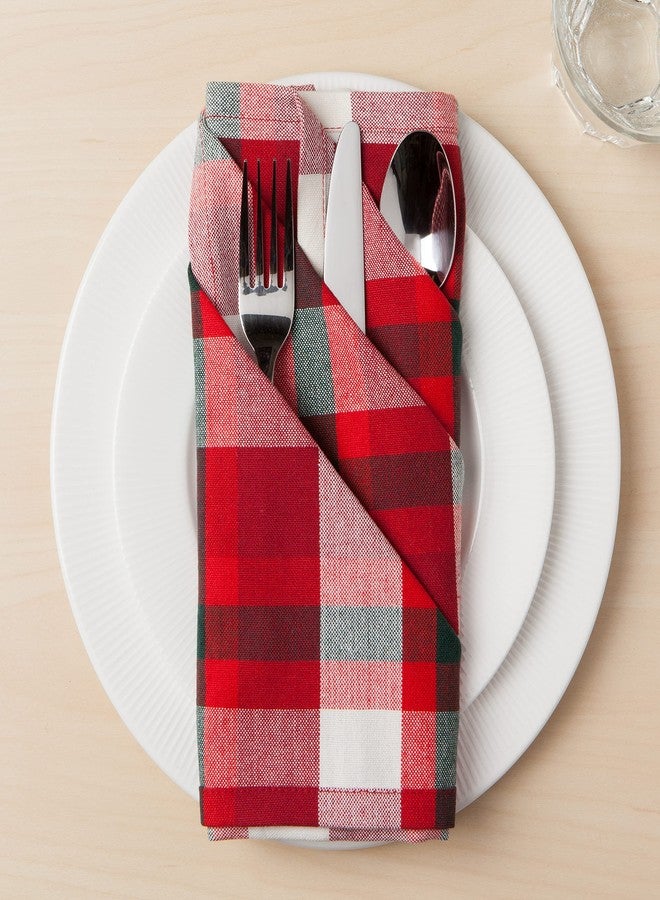 Now Designs Second Spin Recycled Collection 20" x 20" Napkins (Set of 4) | Tannenbaum Plaid - Image 3