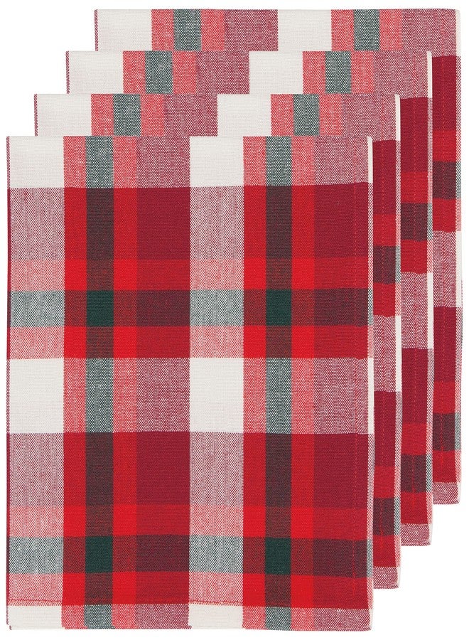 Now Designs Second Spin Recycled Collection 20" x 20" Napkins (Set of 4) | Tannenbaum Plaid - Image 2