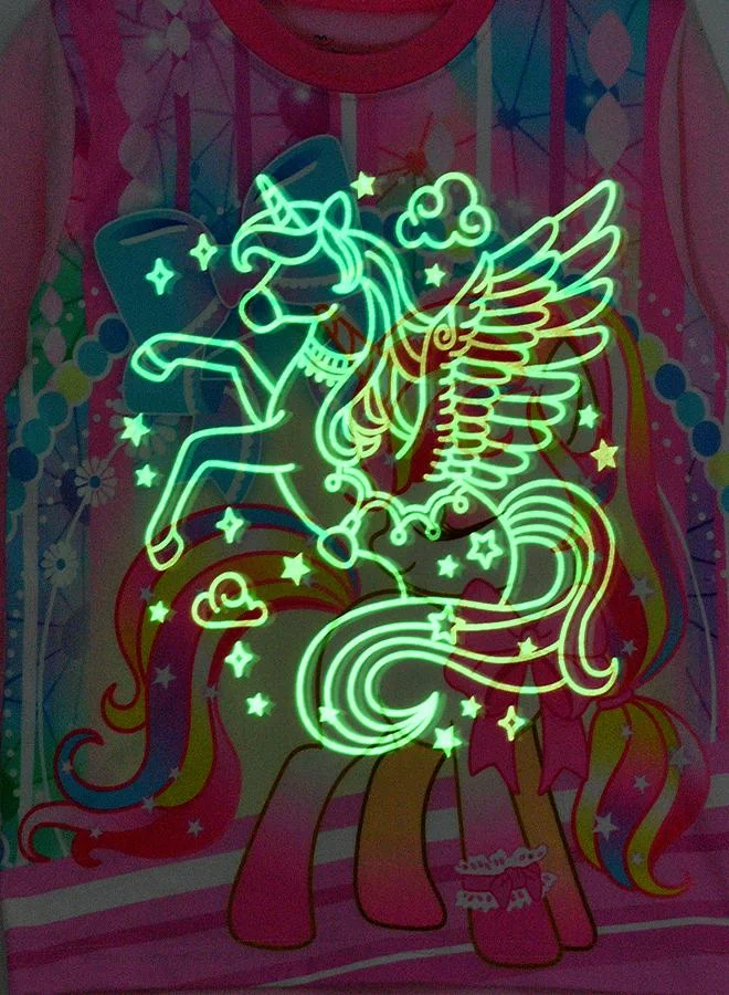 babyqlo Rainbow Unicorn Glow-in-the-Dark Pajama Set for Girls