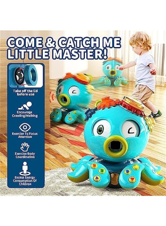 DURKU 12-in-1 Octopus Crawling Baby Cube Toy with Bead Maze, Shape Sorter, Music & Light - Montessori Learning Toy for Toddlers - Image 3