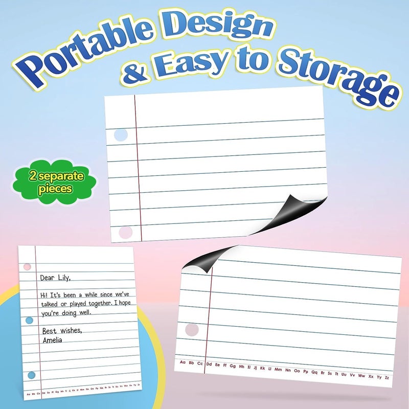 Aizweb Giant Magnetic Lined Notebook Paper,2 Dry Erase Sheets,Total Area 17" x 21.5",Handwriting Practice for Classroom Whiteboard,Chart Paper Teacher Must Have Homeschool Teaching Supplies - Image 4