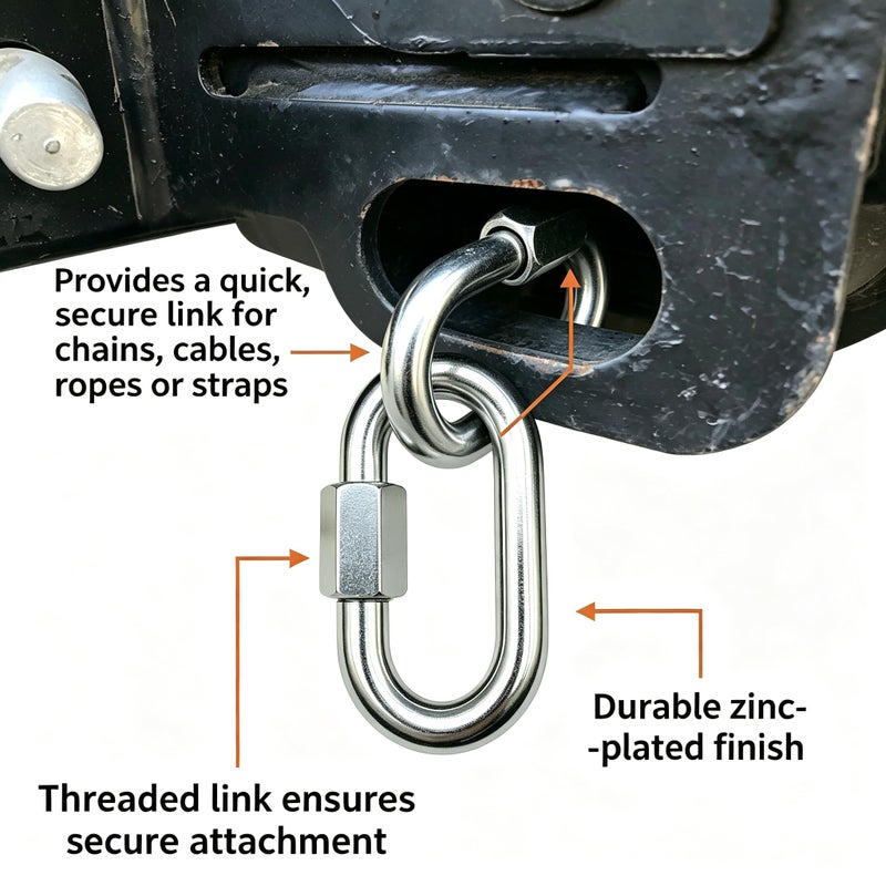 MIKMAYTOO Threaded Quick Link Trailer Safety Chain Hook Carabiner Clip 516Inch Diameter 8000 lbs Break Strength - Image 4
