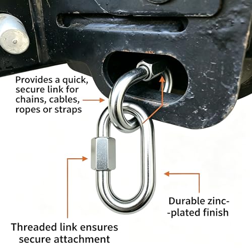 MIKMAYTOO Threaded Quick Link Trailer Safety Chain Hook Carabiner Clip 516Inch Diameter 8000 lbs Break Strength - Image 3