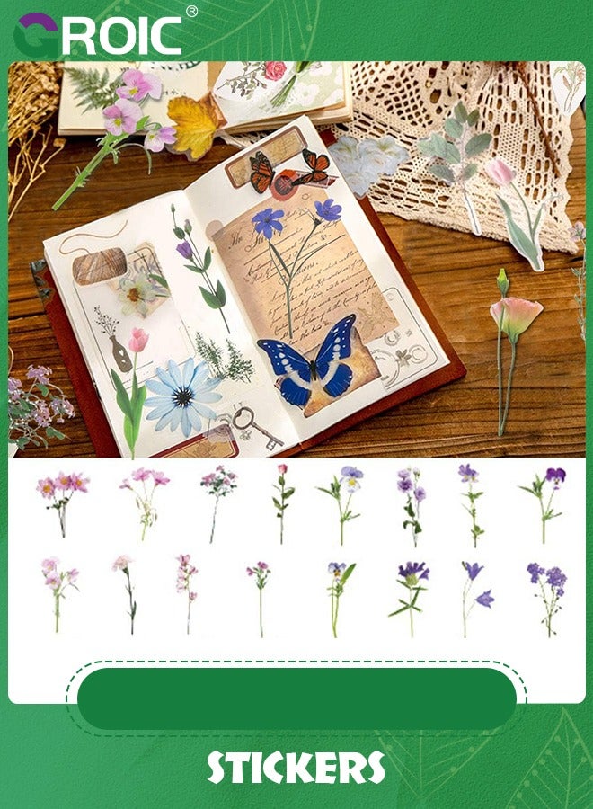 GROIC 80 Pieces Natural Flower Stickers for Scrapbooking, Self-Adhesive Scrapbooking Stickers for Card Making Letters DIY,Cute Flower Stickers for Scrapbooking, Waterproof Vinyl Floral Stickers Pack - Image 5