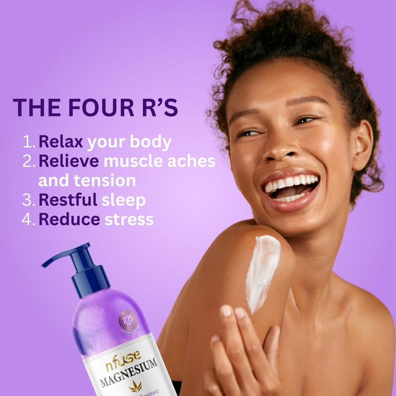nfuse Magnesium Lotion - 225 mg USP Magnesium Chloride, Lavender Essential Oils, Fast Absorbing, Calming, Stress Relief & Muscle Relaxation - Natural Body Lotion, 8 oz - Image 5