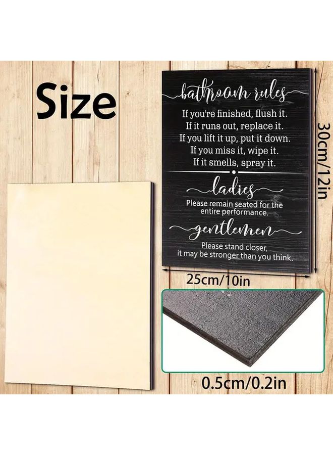 Funny Farmhouse Bathroom Rules Sign Black Rustic Wood Wall Decor 13 8x10 6 Inch - Image 2