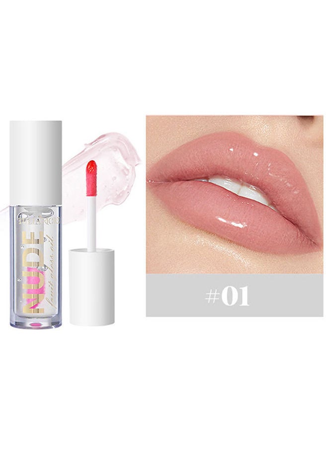 NUDE Hydrating Lip Glow Oil Plumping Lip Tint, Hydrating Lip Gloss Tinted Lip Balm Transparent Lip Care, Long Lasting Moisturizing Non-sticky Fresh Shiny Texture Lip Oil - Coconut  - Image 2