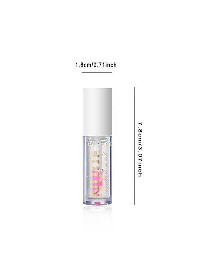 NUDE Hydrating Lip Glow Oil Plumping Lip Tint, Hydrating Lip Gloss Tinted Lip Balm Transparent Lip Care, Long Lasting Moisturizing Non-sticky Fresh Shiny Texture Lip Oil - Coconut  - Image 5