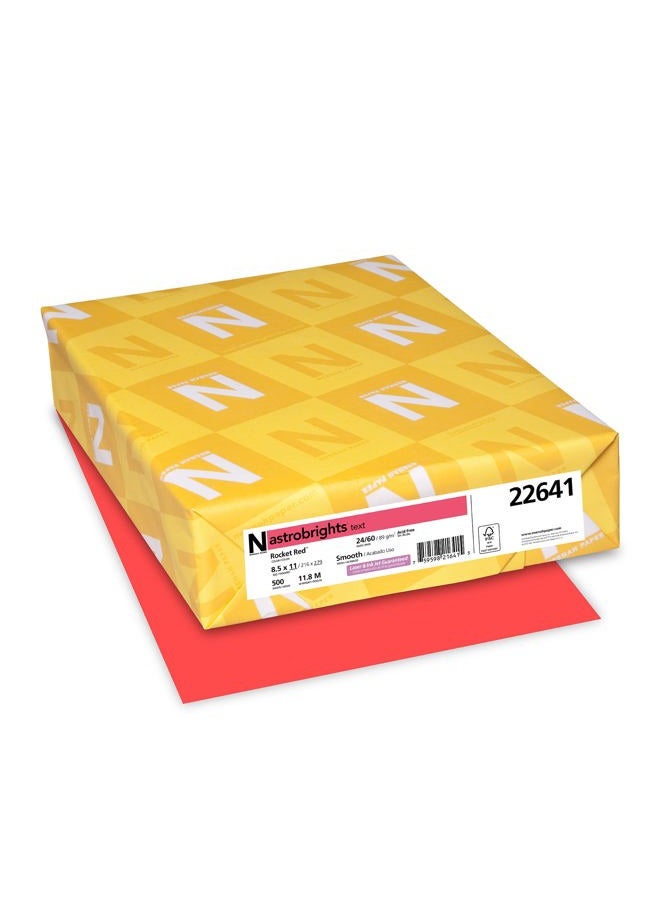 Astrobrights Neenah ® Bright Color Paper, Letter Size Paper, 24 Lb, FSC Certified, Rocket Red, Ream Of 500 Sheets - Image 1