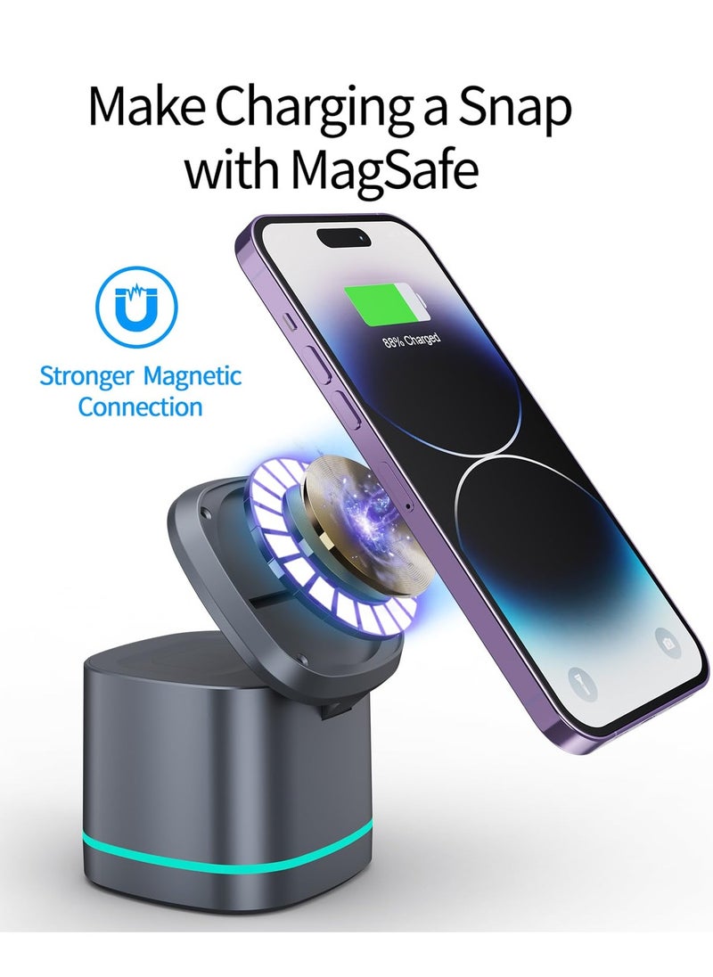 Excefore - 3-in-1 Magnetic Foldable Wireless Charger, 15W Fast Charging Dock for iPhone 15/14/13/12, APods 3/2/Pro, iWatch 1-8/Ultra - Image 1