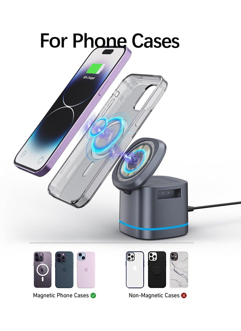 Excefore - 3-in-1 Magnetic Foldable Wireless Charger, 15W Fast Charging Dock for iPhone 15/14/13/12, APods 3/2/Pro, iWatch 1-8/Ultra - Image 1
