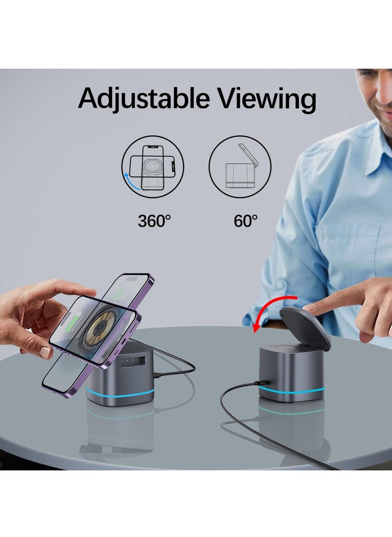Excefore - 3-in-1 Magnetic Foldable Wireless Charger, 15W Fast Charging Dock for iPhone 15/14/13/12, APods 3/2/Pro, iWatch 1-8/Ultra - Image 1