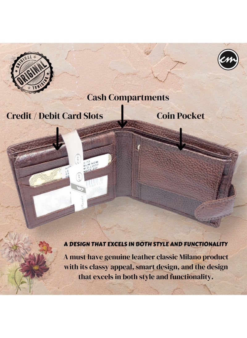 Classic Milano Classic Milano Wallet for Men - Genuine Leather Card Holder Wallet, RFID Blocking Bifold Mens Wallet with Coin Pouch, Slim Wallet for Men, Durable Man Wallet - Ideal Gift  - Image 3