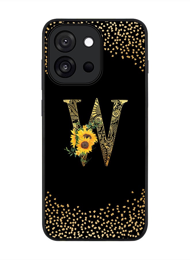 Stylizedd For OnePlus 13s / 13T Case,Slim fit Camera Protection, Shockproof Thin Phone cover  - Custom Floral Monogram - W ( Black )