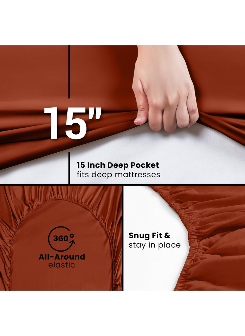 Utopia Bedding Utopia Bedding King Fitted Sheet - Bottom Sheet - Deep Pocket - Soft Microfiber - Shrinkage and Fade Resistant-Easy Care -1 Fitted Sheet Only (Orange)  - Image 5