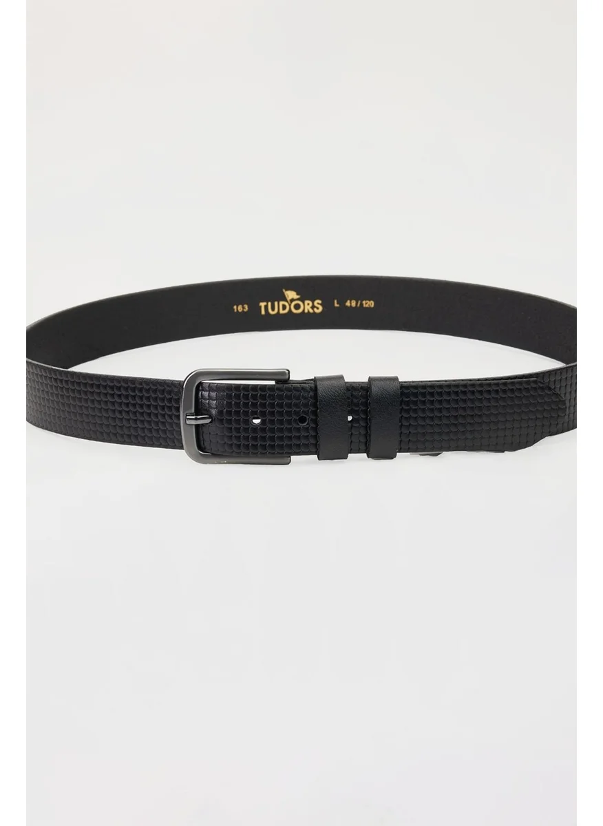 Tudors Men's Leather Black Belt