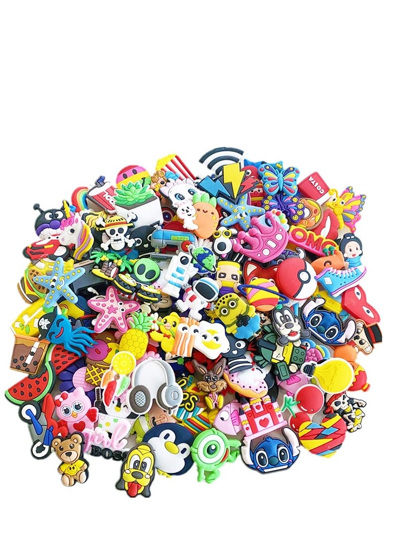 KASTWAVE Shoe Decoration Charms for Crocs, 100 Pcs Random Pins for Crocs Shoes Sandals Buckle Party Birthday Gift Charms Bracelet Wristband Decorations for Adult Men Women Kids - Image 1