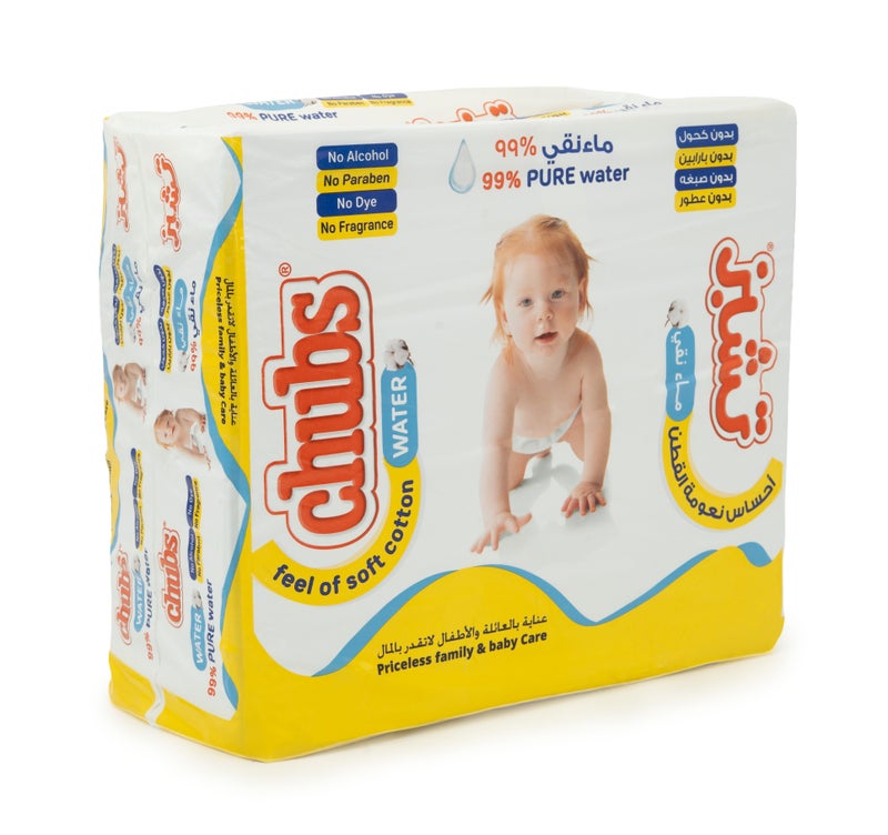 Chubs مناديل مبللة بالماء - مناديل أطفال تعتمد على 98% ماء - خالية من الكحول - عبوة قيمة 4 × 40 مناديل (160 مناديل) - Image 2