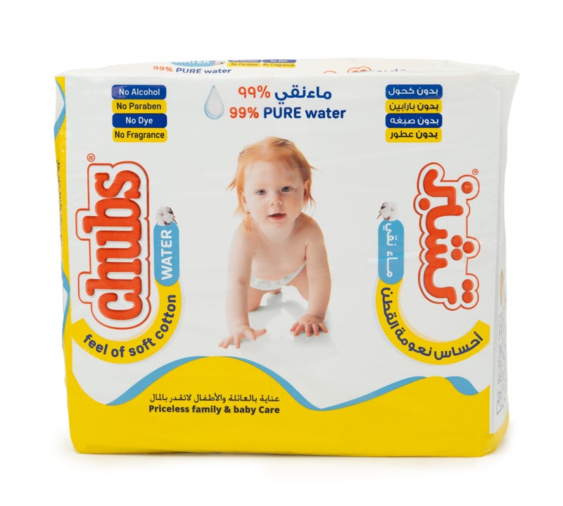 Chubs مناديل مبللة بالماء - مناديل أطفال تعتمد على 98% ماء - خالية من الكحول - عبوة قيمة 4 × 40 مناديل (160 مناديل) - Image 1
