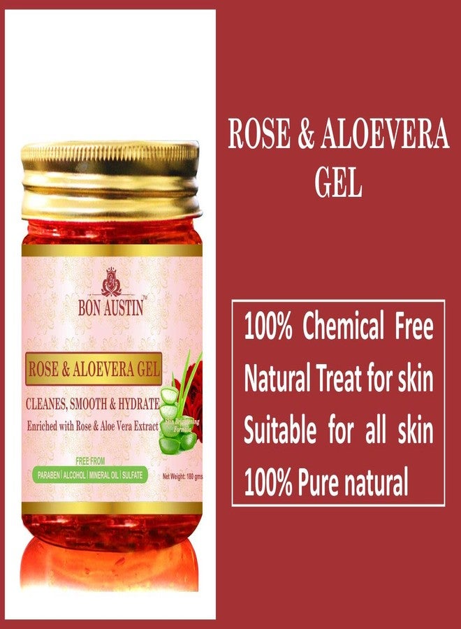 Bon Austin Premium Rose Aloe Vera Gel, Vitamin C Face Gel & Cucumber Aloe Vera Gel Combo Pack of 3 Jars of 180 gms(540 gms) - Image 4