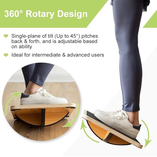 StrongTek Professional Wooden Balance Board with Crossed Hardwood Base, Advanced Rocker Board for Core Strength, Stability Training, Difficult Balancing Board, Support 360° Rotation - Image 4