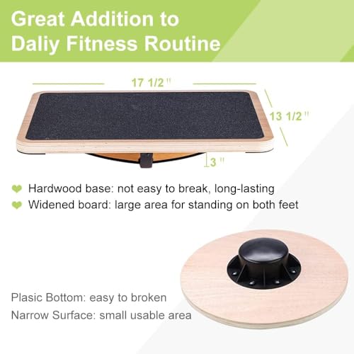 StrongTek Professional Wooden Balance Board with Crossed Hardwood Base, Advanced Rocker Board for Core Strength, Stability Training, Difficult Balancing Board, Support 360° Rotation - Image 2