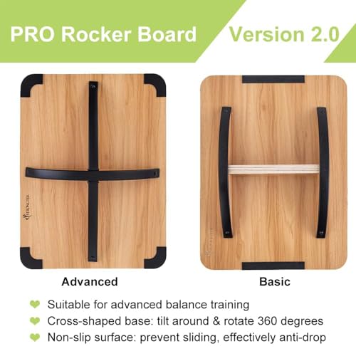 StrongTek Professional Wooden Balance Board with Crossed Hardwood Base, Advanced Rocker Board for Core Strength, Stability Training, Difficult Balancing Board, Support 360° Rotation - Image 3