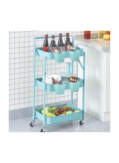 KASTWAVE Hanging Cup Holder Rolling Cart Accessories, Multipurpose Trolley Basket Storage Hanging Container, Space Saving Hanging Makeup Organizers for Kitchen Home Decor, 8pcs, Blue  - Image 3