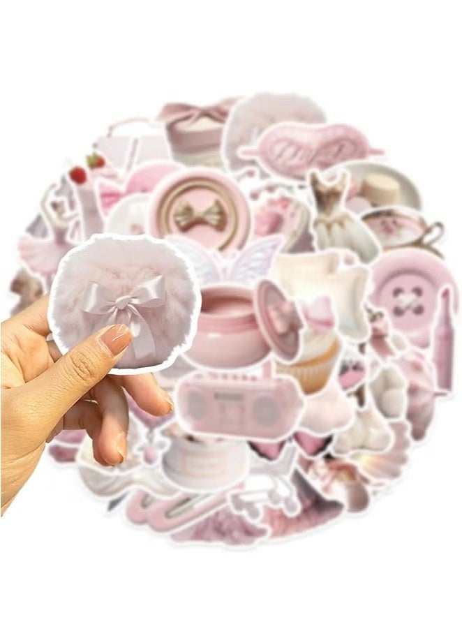 50Pcs Girls Gentle Ballet Pink Sticker, Pink Aesthetic Graffiti Sticker for Kids Teens, Cute Pink Laptops Decals for Water Bottles Journal Bag Phone - Image 1