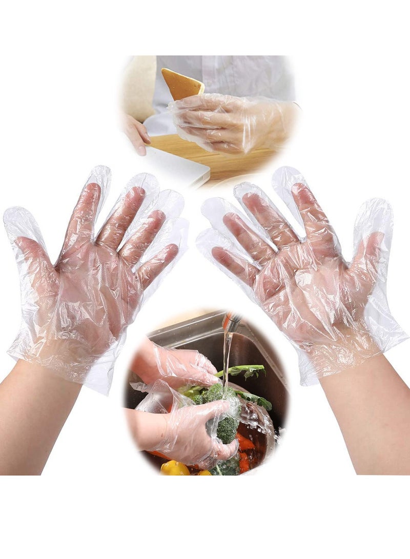 Zikra Plastic Disposable Transparent Gloves, Transparent, for Food Service, Cleaning, Food Handling, Shared Spaces, Hair Coloring, Dishwashing Protection, One Size Fits Most (500 PCS) - Image 2