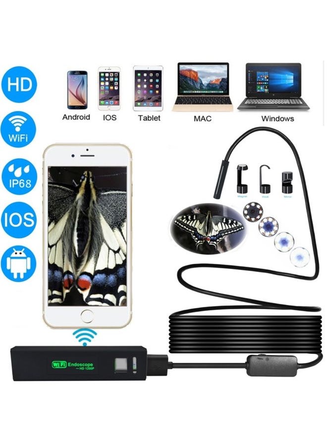 Generic - YPC110 8mm 2.0MP HD Camera WiFi Endoscope Snake Tube Inspection Camera with 8 LED, Waterproof IP68, Lens Diameter: 8mm, Length: 5m, Soft Line - Image 1