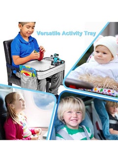 Arabest Kids Travel Tray Collapsible Toddler Car Seat Tray - Food & Snack Lap Car Seat Travel Table Desk with 7 Storage Pockets Carseat Organizer for Kids Road Airplane Trip Activity  - Image 4