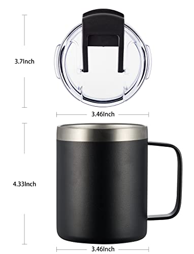 ALOUFEA 12oz Insulated Coffee Mug Cup with Handle, Stainless Steel Travel Coffee Mug with Flip Lid, Double Wall Vacuum Coffee Tumbler, Rose Gold - Image 5