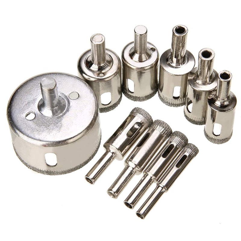 uptodateproducts uptodateproducts 10pcs Drilling Holesaw Cutting Kit 850mm Diamond Coated Hole Saw Durable Cutter Drill Bit Set for Tile Ceramic Marble Glass  - Image 1