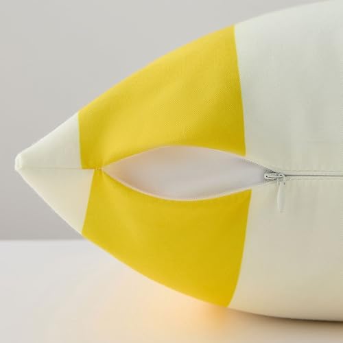 Allorry Outdoor Pillow Covers 18x18 Set of 2 Yellow Striped Decoration Throw Pillow Covers for Spring Summer Outdoor Waterproof Garden Patio Furniture Sofa Bed Home Decor JB007F18 - Image 3